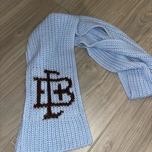 Dairy boy Light Blue Knit Scarf with Brown Logo